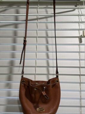 Michael Kors Brown Pebbled Leather Drawstring Crossbody